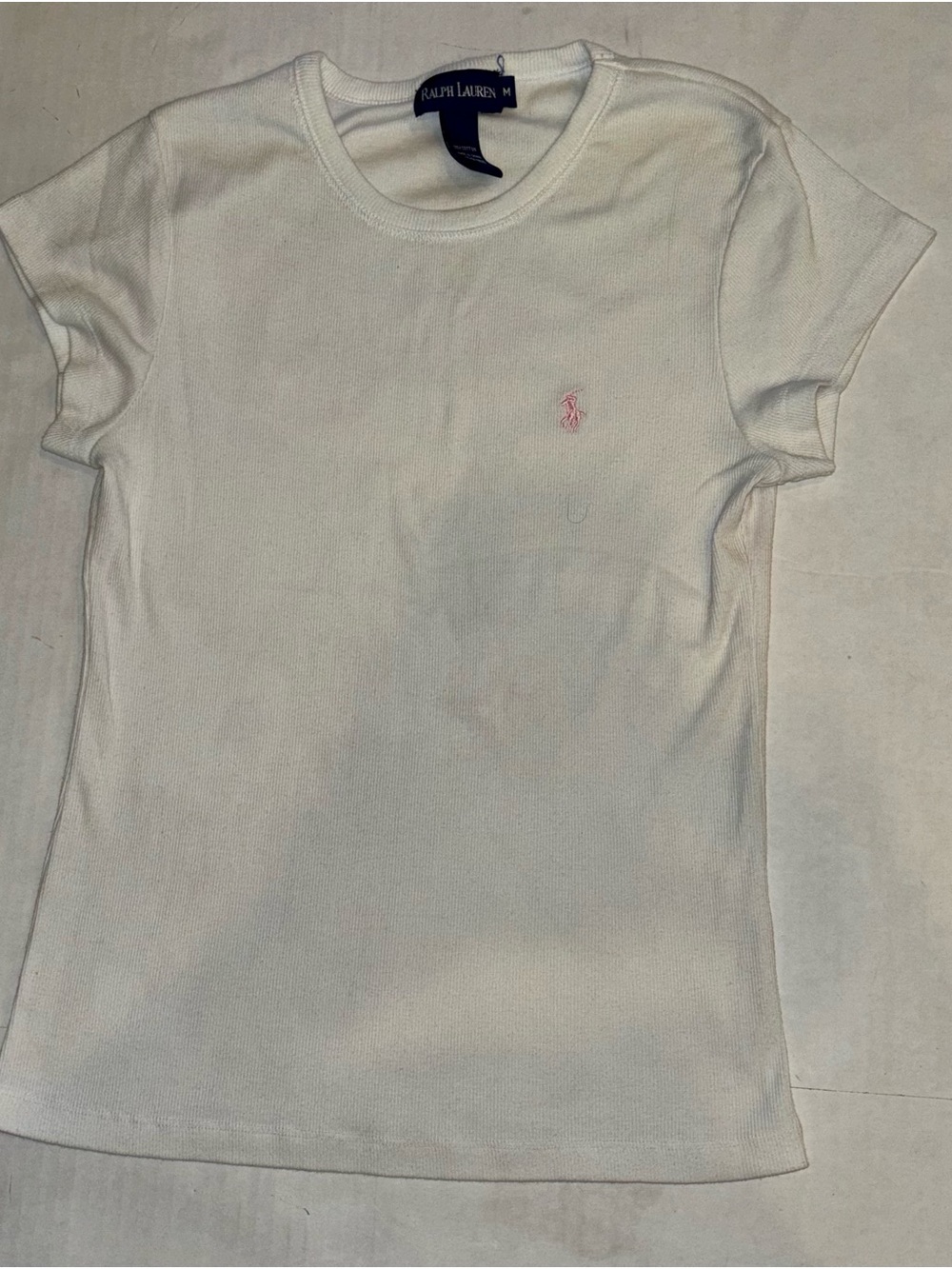 Ralph Lauren White Kids Short-Sleeve Tee with Pink Pony